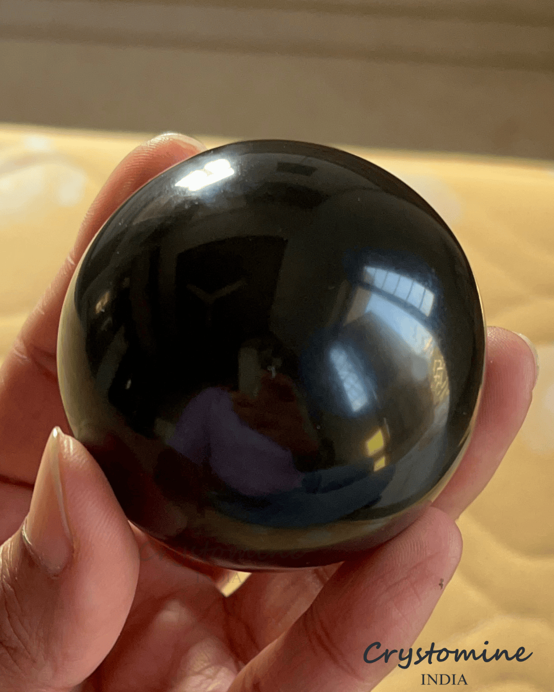 Black Agate \ Sphere \ 2 - 2.5 inch \ 338 gm \ BAS2