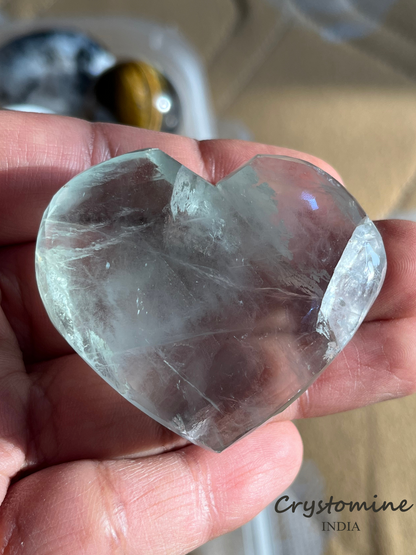 Green Fluorite \ Heart \ Dreamy Inclusions \\ Super Rare Piece \\ 2 - 2.5 inch \ 94 gm \ GFHER1