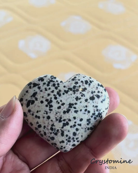Dalmatian Jasper \ Heart \ 2 - 2.5 inch \ 63 gm \ DJH2