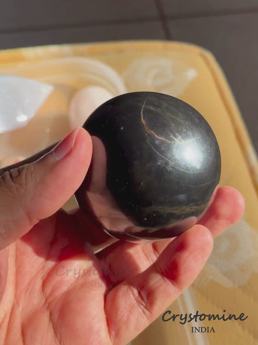 Black Agate \ Sphere \ 2 - 2.5 inch \ 361 gm \ BAS1